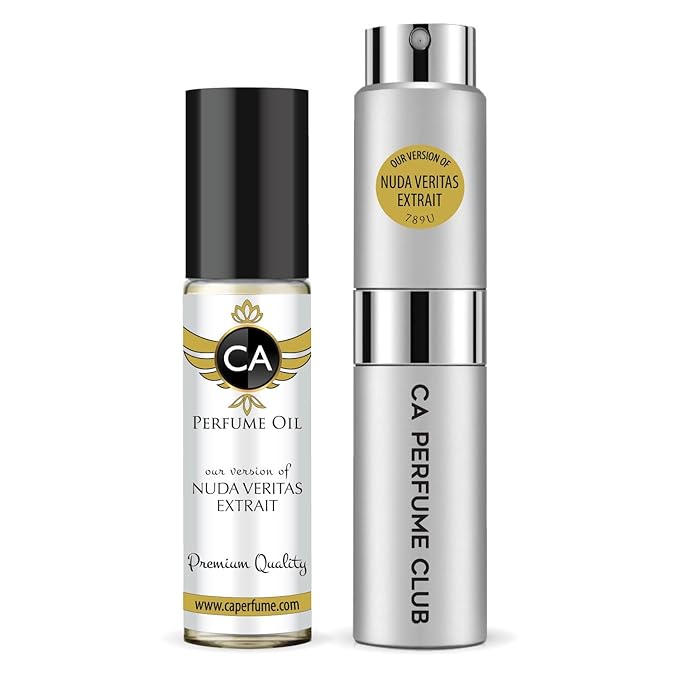 CA Perfume Duo Impression of Nuda Veritas Extrait For Women And Men Perfume Layering Set Long Lasting Travel Size EDP + Body Oil Roll-On Bottle 0.27 Fl Oz+0.33 Fl Oz
