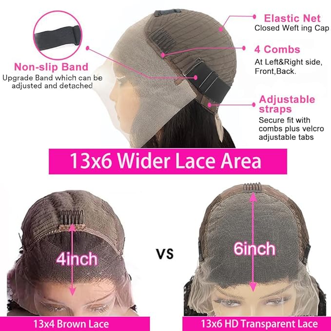 200% Density 38 Inch 13x6 Deep Wave Lace Front Wigs Human Hair Curly HD Lace Front Human Hair Wig Pre Plucked 100% Real Human Hair No Synthetic Blend No Tangle No Shedding Triple Lifespan 3X