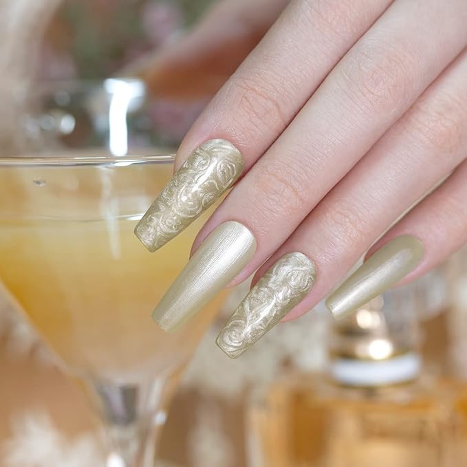 RARJSM Pearl Gel Nail Polish, Glitter Drawing Gelpolish Champagne Shimmer Mermaid Nail Gel Soak Off U V G e l for Salon Home DIY Manicure Use