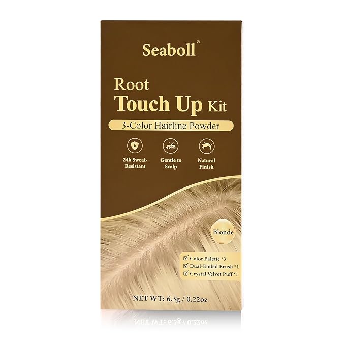 Root Touch Up Hair Powder, 3-Color Hairline Kit for Women & Men| Sweat Resistant & Nourishing, Instant Grey Coverage & Scalp Concealer, Natural Bald Spot Cover Up for Thinning Hair, B-Blonde