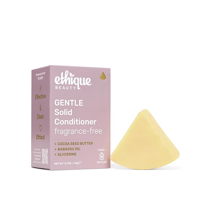 Ethique Gentle Unscented Conditioner Bar with Cocoa Butter - Plastic-Free, Cruelty-Free, Vegan, 2.12 oz - Formerly In the Buff