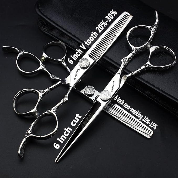 6/7/8 inch Cutting Thinning Styling Tool Rainbow Hair Scissors Professional Hairdresser Hairdresser Scissors Set (6-inch 3pc-A)
