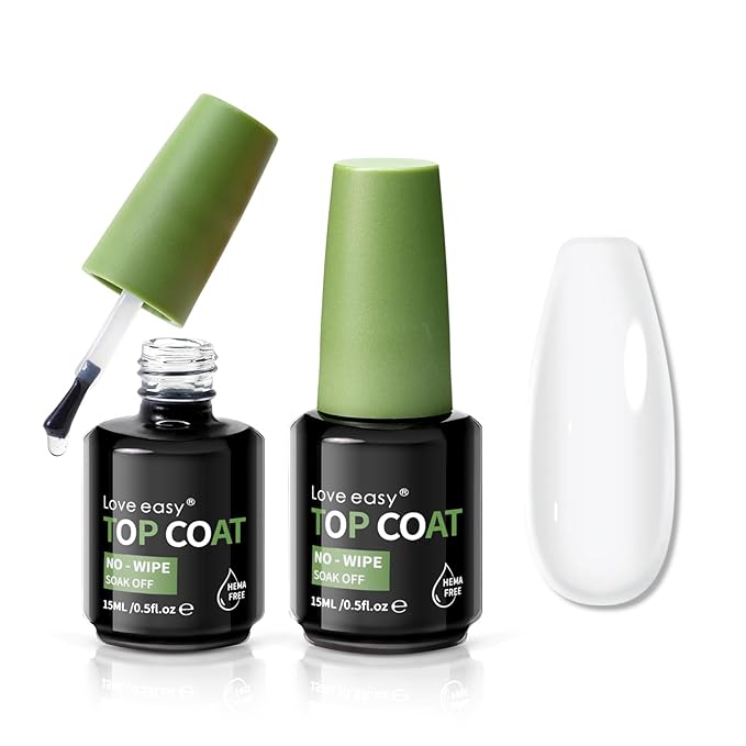 Top Coat Set for Nails, Crystal Clear Glossy with Chip & Scratch Resistance, Long Lasting 28+ Days, Brush on Beginner Friendly for Home DIY Salon Manicure(U V Lamp Needed)