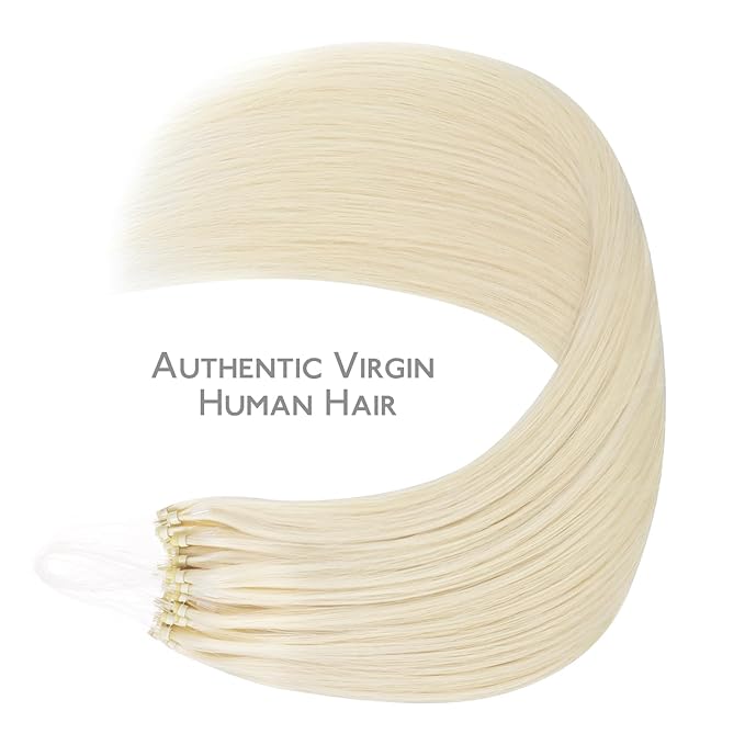 WENNALIFE Microlink Hair Extensions Human Hair, 50g 50s 16 Inch Platinum Blonde Remy Micro Bead Hair Extensions Real Human Hair Micro Link Micro Loop Micro Ring Hair Extensions Straight Microlinks