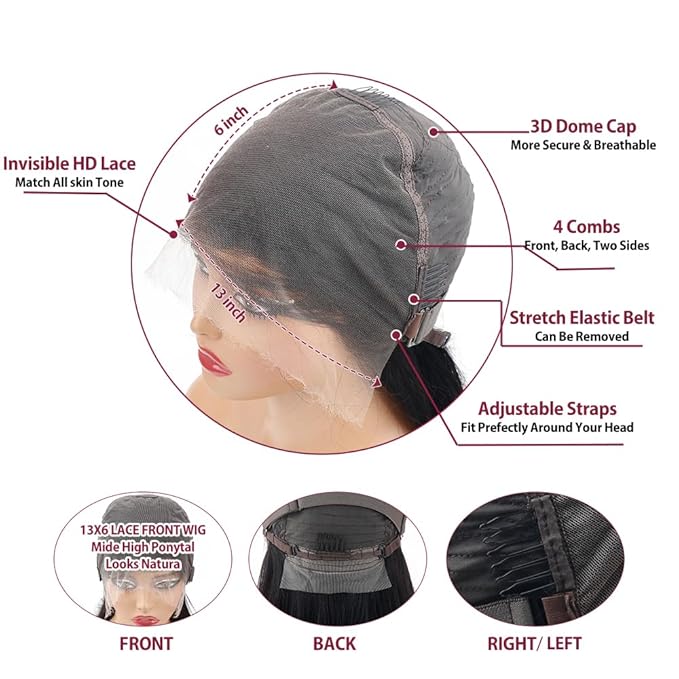250 Density 13x6 SKINLIKE Real HD Lace Front Wigs Human hair 0.10mm Ultra-thin Invisible HD Lace Front Wigs Straight Lace Front Wigs Pre Plucked for Women 28 Inch