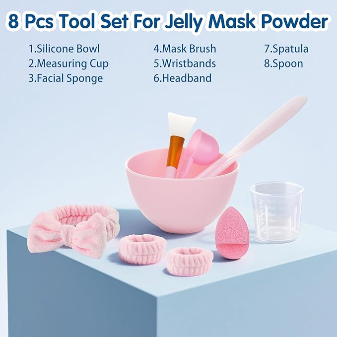 Jelly Masks Set for Facials Professional, Hyaluronic Acid Jelly Mask Powder with Mixing Bowl Set, Peel Off Hydrojelly Mask for Moisturizing & Hydrating, Christmas Spa Gifts for Women