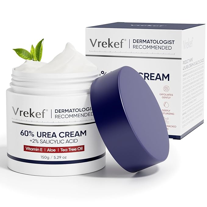 Urea Cream 60 Percent for Feet Maximum Strength, Urea Cream 60% Plus Salicylic Acid 2%, Foot & Hand Cream for Dry Cracked