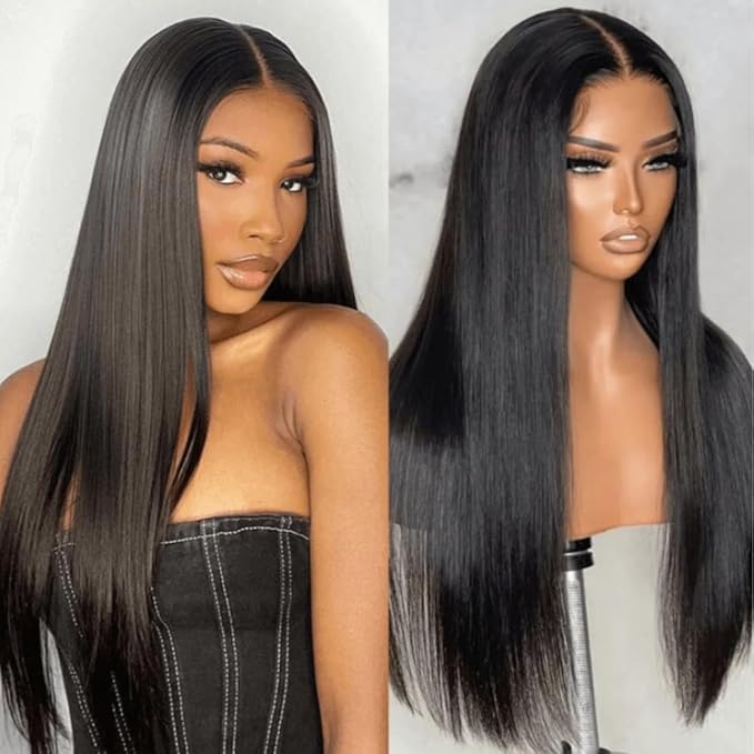 Nadula Pre Everything Glueless Silk Straight Wig 13x4 HD Pre Cut Lace Front Wig Human Hair with Ear Tape Bleached Invisible Bye Bye Knots Wig Pre Plucked 150% Density 16inch