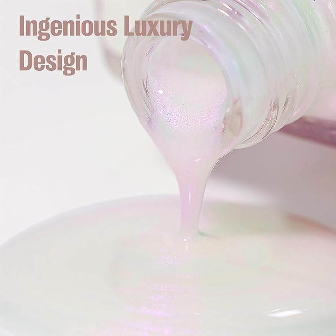 Pearl Pink Iridescent Nail Polish 15ml - Aurora Mermaid & Unicorn Glossy, Quick Dry Air Dry Long Lasting, Oil-Based Vegan Nail Art Polish - DIY at Home