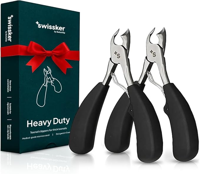 Swissker by Swissklip Toenail Clippers I Heavy Duty Toe Nail Clippers I Toenail Clippers for Thick Nails I Toenail Scissors I Heavy Duty Nail Clippers for Thick Nails (Pack of 2)
