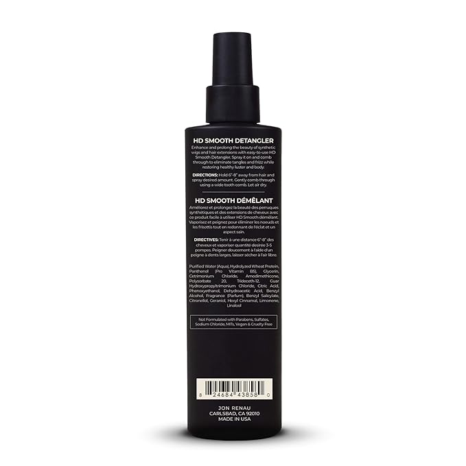 Jon Renau HD Smooth Detangler, Leave In Detangler Spray for Synthetic Wigs and Hair Extensions, Frizz Reducing Detangling Spray for Synthetic Hair, Wig Care Products, 8.5 oz