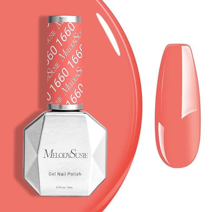 MelodySusie Pink Gel Nail Polish, 0.5 fl oz Soak Off UV LED Pink Orange Gel Polish Gift for Women Nail Art Manicure Salon DIY Nail Design Decoration at Home-1660