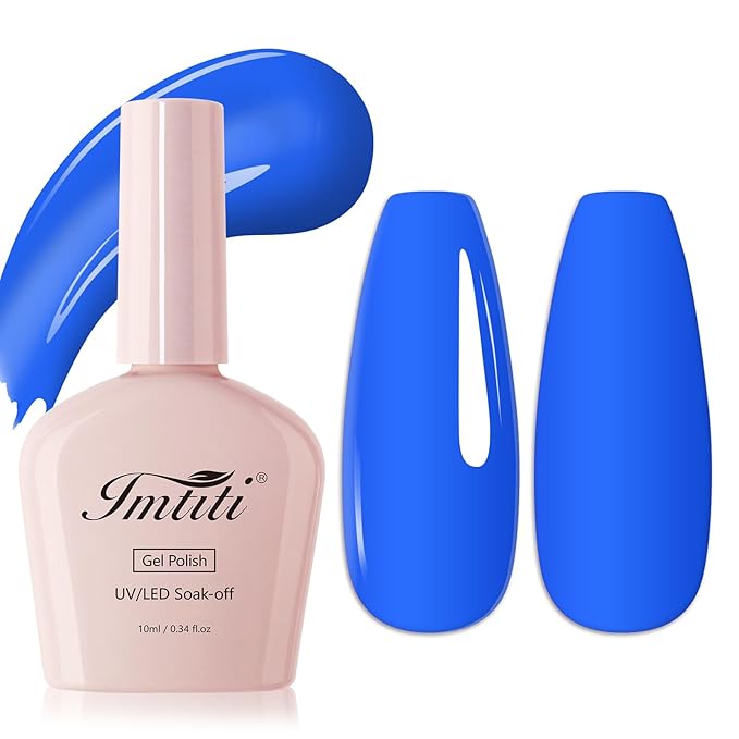 Imtiti Blue Gel Nail Polish, 1Pcs Electric Blue Gel Polish Soak Off UV LED Gel Polish, Long Lasting, Nail Art Manicure Salon DIY at Home for Autumn and Winter (0.34 Fl Oz-1911)