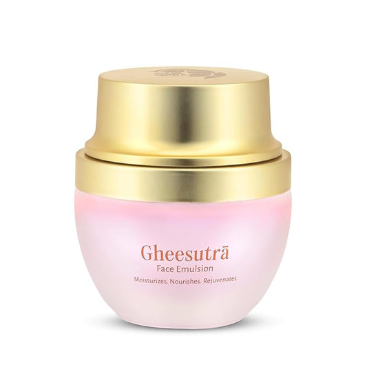 Shankara Gheesutra Face Emulsion with 100X Washed A2 Ghee, Hibiscus, and Vitamin C – Daily Facial Moisturizer for Skin Firming, Toning, and Hydration – Ayurvedic Skin Care for All Skin Types