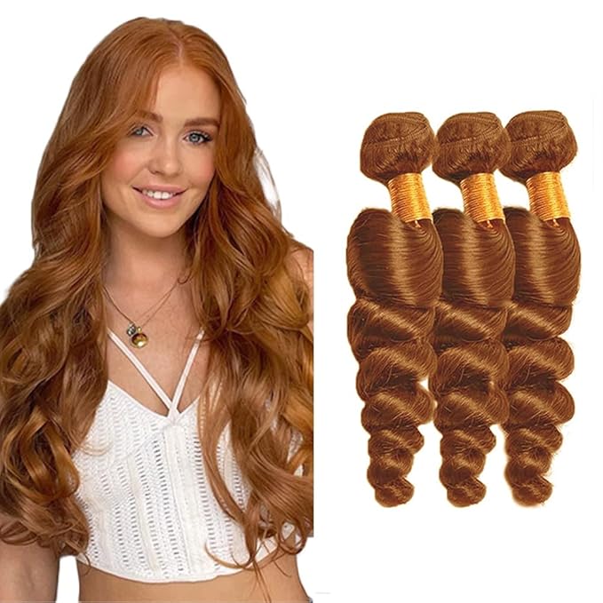 #30 Brown Bundles Human Hair Loose Wave Bundles 24 26 28 Inch Brazilian Color #30 Bundles Light Brown Loose Wave Bundles Hair Extensions