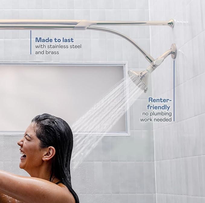 BOONA - The Original Tandem Shower | As Seen On Shark Tank | Double Shower Head for Couples, High Pressure Dual Shower Heads (Two Showerhead, Brushed Nickel)