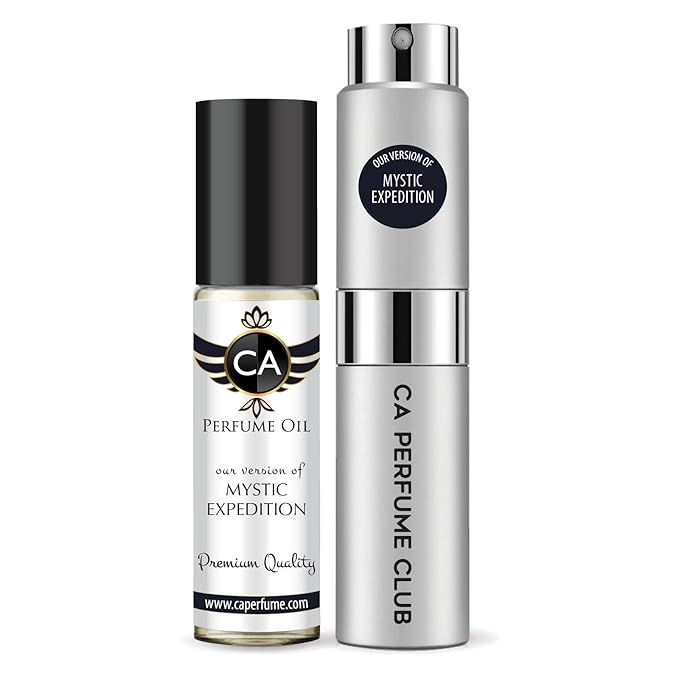 CA Perfume Duo Impression of Mystic Expedition For Women And Men Perfume Layering Set Long Lasting Travel Size EDP + Body Oil Roll-On Bottle 0.27 Fl Oz+0.33 Fl Oz