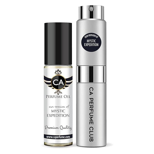 CA Perfume Duo Impression of Mystic Expedition For Women And Men Perfume Layering Set Long Lasting Travel Size EDP + Body Oil Roll-On Bottle 0.27 Fl Oz+0.33 Fl Oz