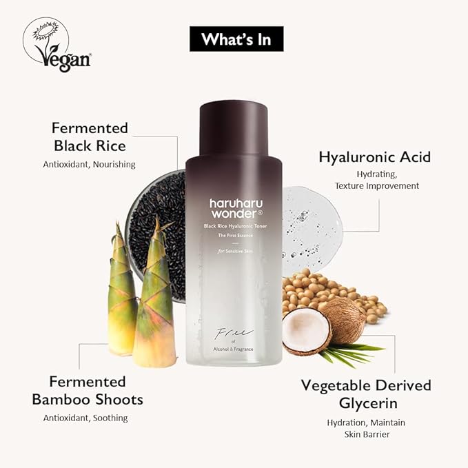 haruharu Wonder Skin Flooding Essential Kit, Black Rice Probiotics Barrier Essence & Hyaluronic Toner for Sensitive Skin