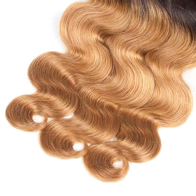 Ombre Brown Bundles Human Hair Honey Blonde Body Wave Bundles 22 24 26 inch Two Tone Black to Blonde Color
