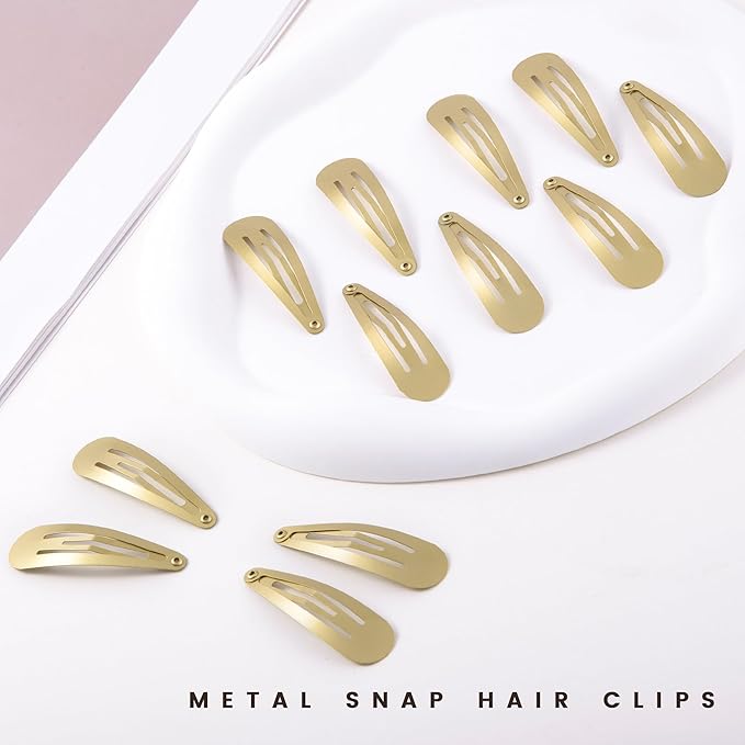 48 PCS Small Metal Barrettes For Women Non Slip Water Drop Snap Clips For Thick Thin Fine Hair Classic Accessories,Gold,1.97 x 0.5 In