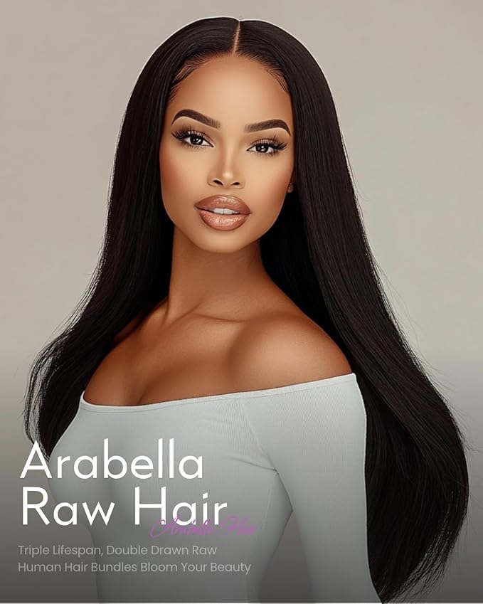 Arabella 15A Raw Straight Bundles Human Hair Natural Black Hair Bundles 100% Raw Vietnamese Human Hair,Three Times the Lifespan 16 Inch