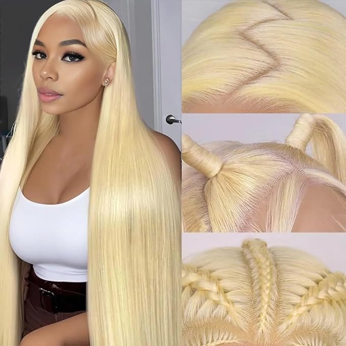 32 Inch 613 Lace Front Wigs Human Hair 13x6 HD Lace Front Wigs Human Hair 180 Density Straight Wig for Women Blonde Wigs Pre Plucked