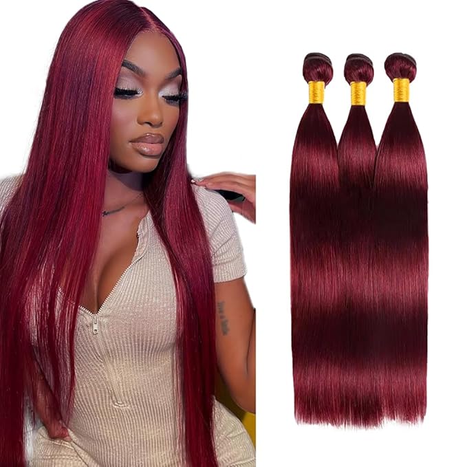 26 28 30 inch WuvuSnm Burgundy Bundles Red Straight Bundles 99j Human Hair Bundle Dark Burgundy Human Hair Bundle 150g