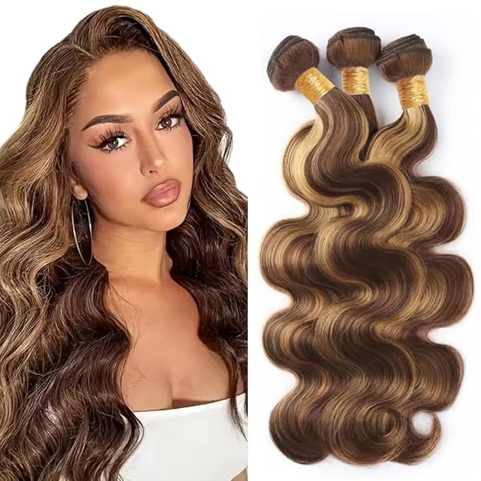 28 30 32 Inch Honey Blonde Body Wave Bundles P4/27 Body Wave Bundle Brazilian Virgin Hair 3 Bundles Color 27 Hair Extensions