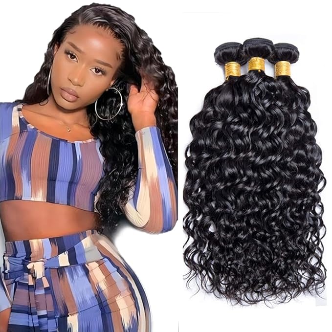 Water Wave Bundles Human Hair Bundles Water Wave 150g/3 Bundle 16 18 20 Inch Brazilian Virgin Hair Water Wave Bundles Human Hair Bundles for Black Woman