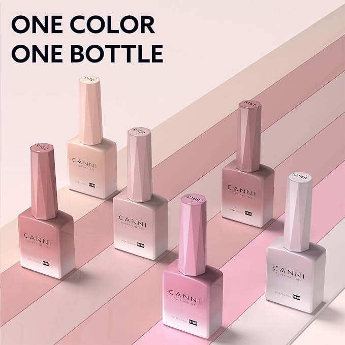 CANNI Milky Light Pink Gel Nail Polish, 1Pcs Jelly Nude Pink Gel Polish Sheer Clear Light Pink Gel Polish Translucent Color Nail Polish Gel Soak Off U V Gel Nail French Nail Manicure Salon DIY