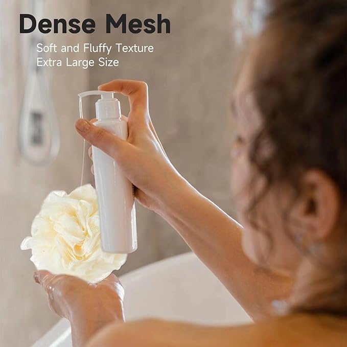 Luffa Loofah Sponge Shower Loofahs 50g Shower Bath Sponges Exfoliating Mesh Pouf Mesh Balls for Body Wash Back Scrubber Bathroom Men Women Soft Scrubber Cleaning Bathing Accessories Tool (6Colors)