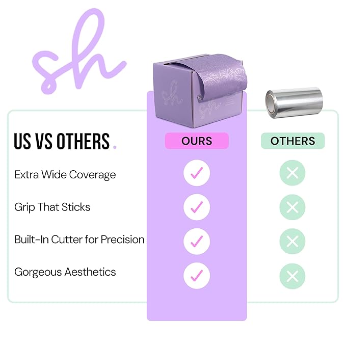 Simply Hair Hair Foil Roll – 100m Embossed Medium Weight Roll with Built-In Cutter – Custom Length Foil for Hair Dye, Highlights & Balayage - No-Slip Grip - 12.7cm - Lilac Leaf