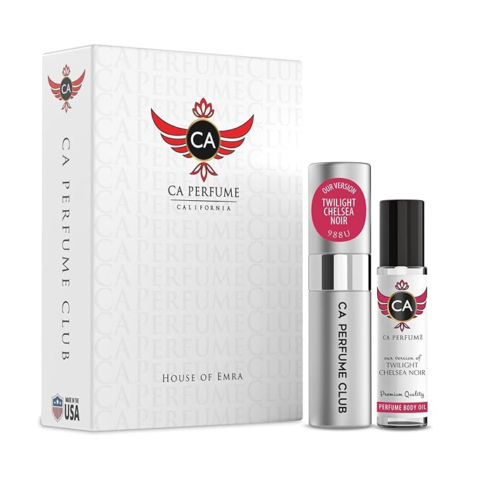 CA Perfume Impression of Twilight Chelsea Noir for Women & Men Eau De Parfum Spray Long Lasting Oriental Vanilla Perfume Layering Set 0.27 Fl Oz + 0.33 Fl Oz