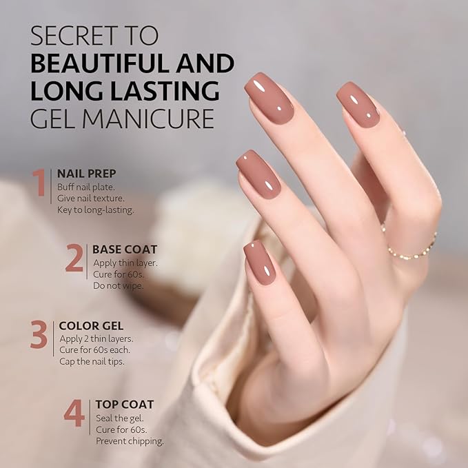 GAOY Gel Nail Polish Set of 6 Colors Including Pink Nude Gray Gel Polish Kit UV LED Soak Off Home DIY Manicure Nail Salon Varnish