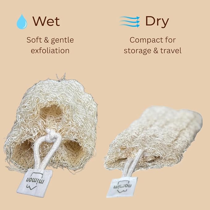 All Natural Loofah, Exfoliating Body Scrubbers (2 Pack), Biodegradable Bath Loofahs Sponge, Gentle, Chemical-Free Bath & Body Loofah for Women, Men and Kids
