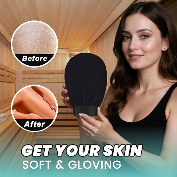 Exfoliating Glove Pack of 2 – Deep Cleaning Exfoliating Body Scrubber- Exfoliating Gloves for Shower for Smooth Radiant Skin – Dead Skin Remover & Body Scrub Mitt for Skin Cell Renewal