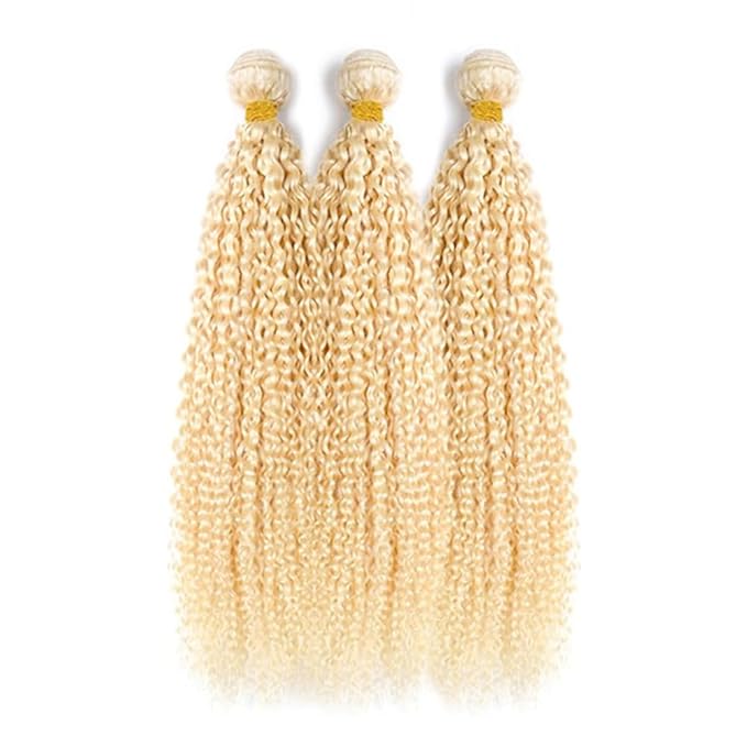 Freiuoke 613 Kinky Bundle Blonde Kinky Curly Bundles Human Hair Unprocessed Virgin Hair 3 Bundles 24 24 24 Inch Blonde Loose Wave Bundle