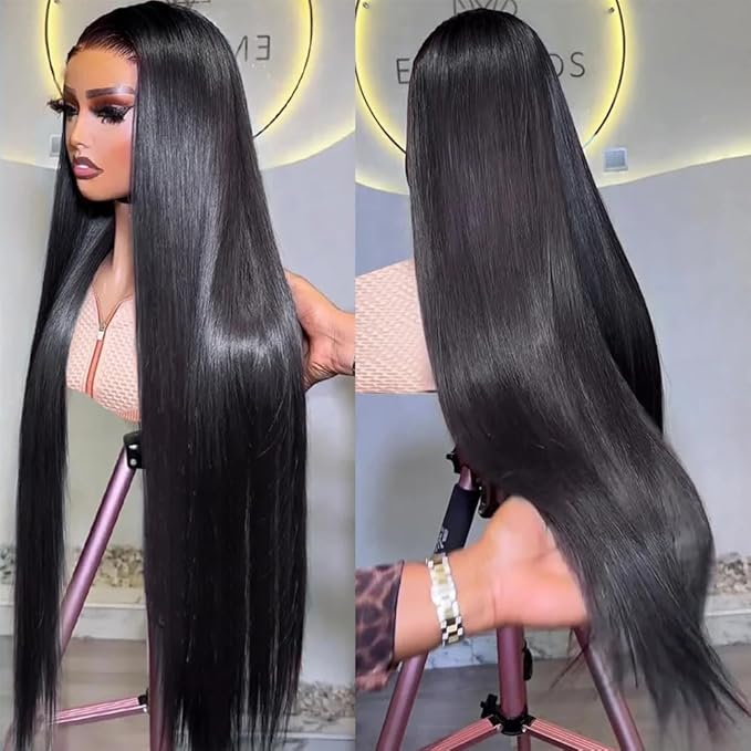 Tuneful 13x6 HD Straight Lace Front Wigs Human Hair Pre Plucked 28 Inch 100% Human Hair lace Front Wigs for Black Women 13x6 Lace Frontal Wig with Baby Hair
