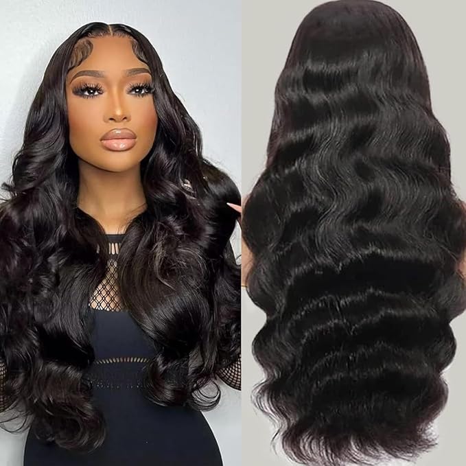 IUPin 250 Density HD Body Wave Lace Front Wigs Human Hair Pre Plucked Glueless Human Hair Wigs for Women 13x4 Transparent Lace Frontal Wigs with Natural Hairline 24 Inch Bleached Knots