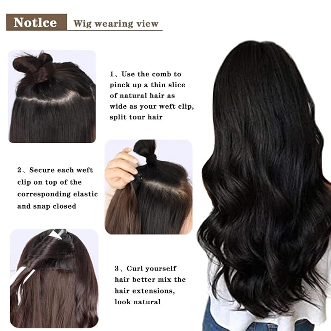 Clip in Hair Extensions - 16 Inch 7 Pcs Chocolate Brown Hair Extension Synthetic Fiber for Women Natural Wavy Extensions Synthetic Full Head