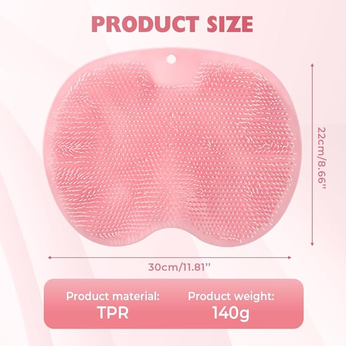 2026 New Silicone Shower Foot Scrubber Mat, Foot Back Cleaning Pad Back Washer Exfoliating Bath Wash Pad, Shower Foot Scrubber Mat with Non-Slip Suction Cups (Gray)