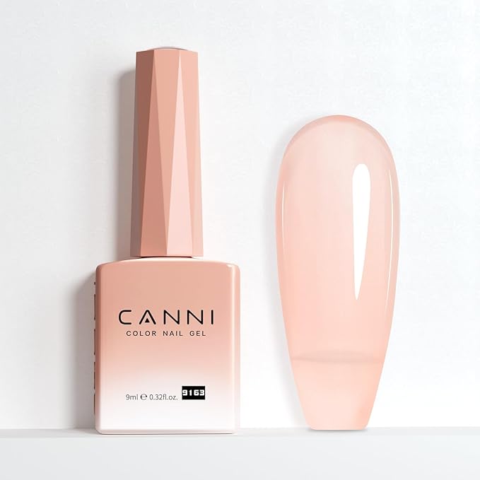 CANNI Jelly Pink Gel Nail Polish, 1Pcs Jelly Nude Pink Gel Polish Sheer Clear Light Pink Gel Polish Translucent Color Nail Polish Gel Soak Off U V Gel Nail French Nail Manicure Salon DIY