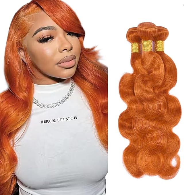 28 30 32 inch WuvuSnm 350 Human Hair Bundles Ginger Body Wave Bundles Orange Body Wave Bundle 150g