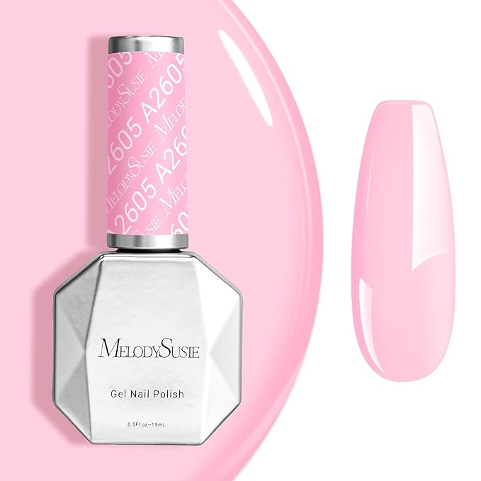 MelodySusie Light Pink Gel Nail Polish,0.5fl oz Nails Soak Off UV LED Macaron Creamy Pink Gel Polish Gift for Women Nail Art Manicure Salon DIY Nail Design Decoration at Home-A2605