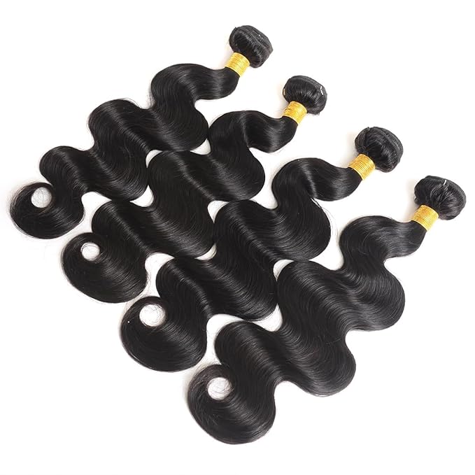 12A Human Hair Bundles 22 24 26 28 Inch Body Wave Bundles Human Hair 100% Unprocessed Brazilian Virgin Hair 4 Bundles Deals Human Hair Quick Weave Bundles Real Human Hair Extensions Natural Black