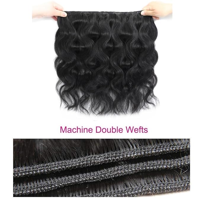 12A Brazilian Virgin Human Hair Body Wave 4 Bundles (14-14-14-14 Inch) – Unprocessed, Natural Black, Quick Weave for Occasion & Daily Looks
