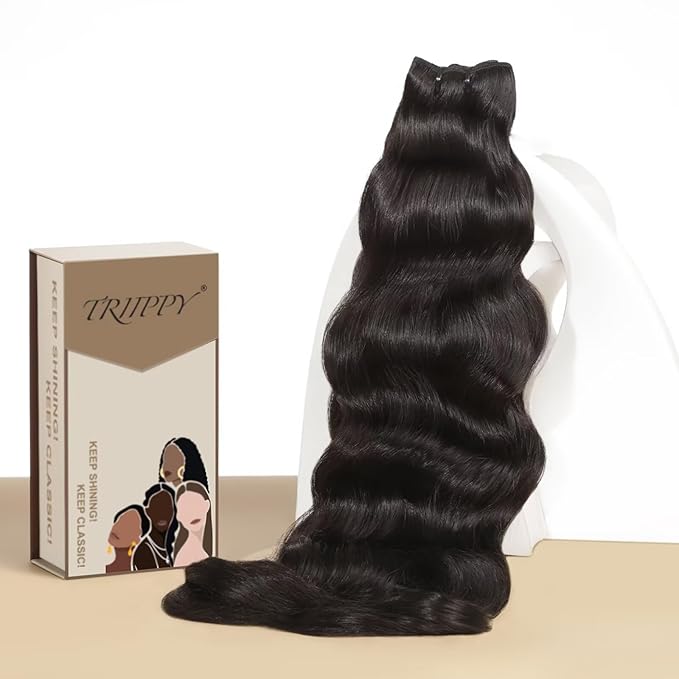TRIIPPY Real Raw Cambodian Natural Wavy Bundles Human Hair,100% Cambodian Raw Hair Sew in Weave Single Bundle,5X Lasting And Durable Over Virgin Hair Bundle,No.1 Raw Hair Brand On Amazon(28 Inch)