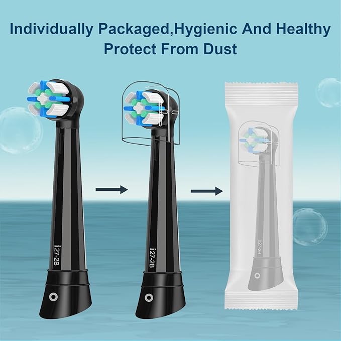 Replacement Heads Compatible with Oral B iO 3 4 5 6 7 8 9 10 Series Electric Toothbrush,Toothbrush Heads Compatible with Braun Oral B iO Replacement Heads with Medium Bristles,Black