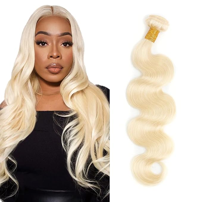 Blonde Human Hair Bundles 613 Body Wave Bundle Brazilian Unprocessed Virgin Hair 16 Inch One Blonde Bundles Body Wave Hair Extensions 50g